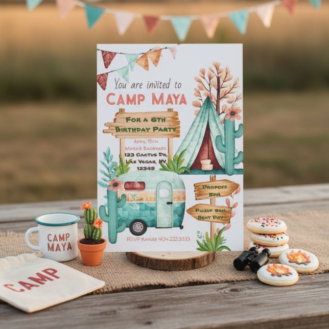 Boho girls camping slumber party Invitation (Creator Uploaded)