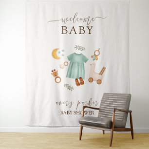 Boho Girls Clothes Baby Shower Welcome Sign  Tapestry