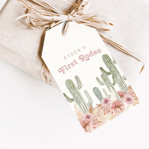 Boho Girls First Rodeo Cowgirl Birthday Favor Gift Tags