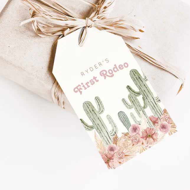 Boho Girls First Rodeo Cowgirl Birthday Favor Gift Tags | Zazzle
