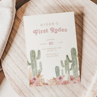 Boho Girls First Rodeo Cowgirl Birthday Invitation | Zazzle