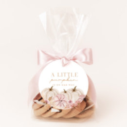 Boho Girls Pampas Grass Pumpkin Custom Circle Favor Tags