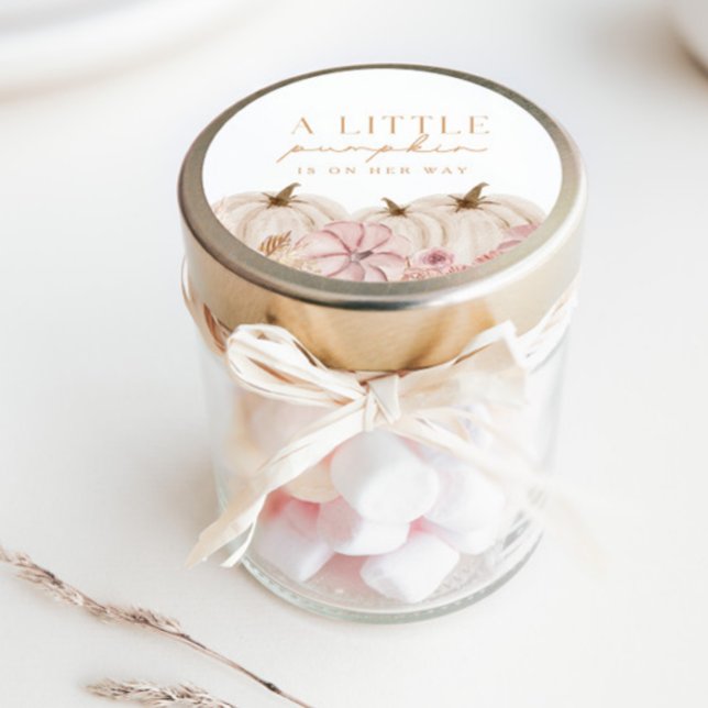 Boho Girls Pampas Grass Pumpkin Custom Classic Round Sticker (Creator Uploaded)