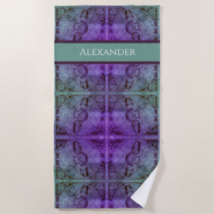 Boho Girly Beach Tropical Fish Coral sage purple Beach Towel