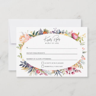 Boho glam wedding RSVP - watercolor peonies