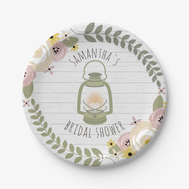 Boho Glamping Bridal Shower - Dusty Paper Plates (Front)