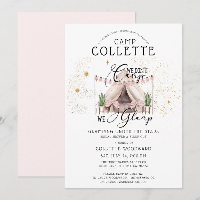 Boho Glamping Bridal Shower Party Under The Stars  Invitation (Front/Back)
