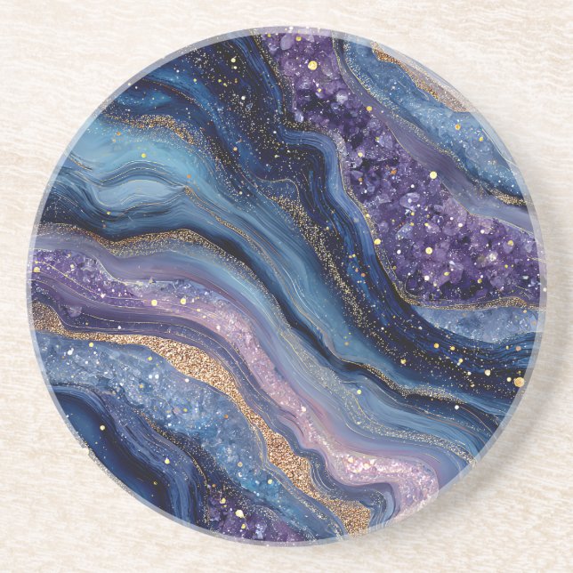 Boho Glitter Agate Coaster (Front)