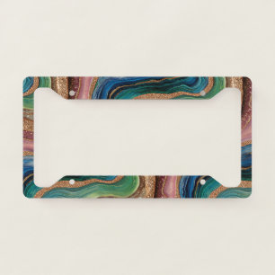 Boho Glitter Agate License Plate Frame