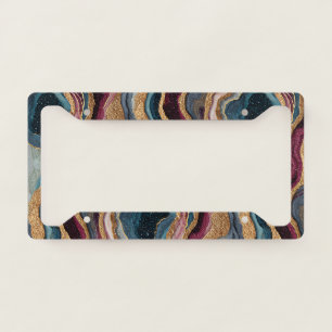 Boho Glitter Agate License Plate Frame