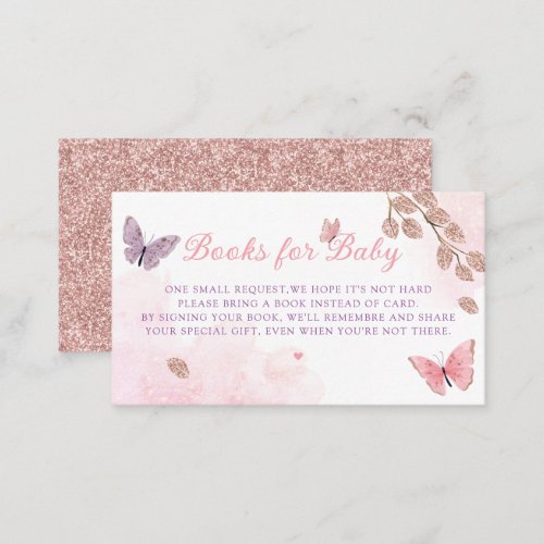 Boho Glitter Books for Baby Butterfly Baby Shower Enclosure Card