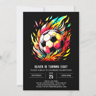 Boho Goal Online Soccer Birthday Invitation