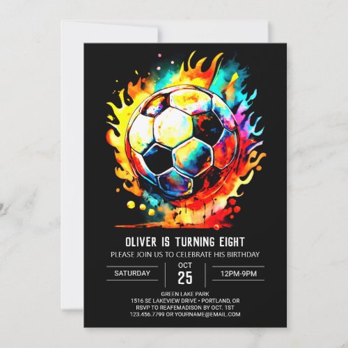 Boho Goal Watercolor Soccer Birthday Invitation