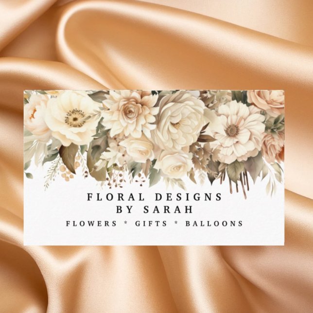 Boho Gold and Champagne Flowers Business Cards (Creator Uploaded)