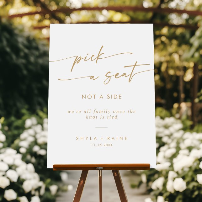 Boho Gold and White Pick A Seat Not Side Wedding  Foam Board (Creator Uploaded)
