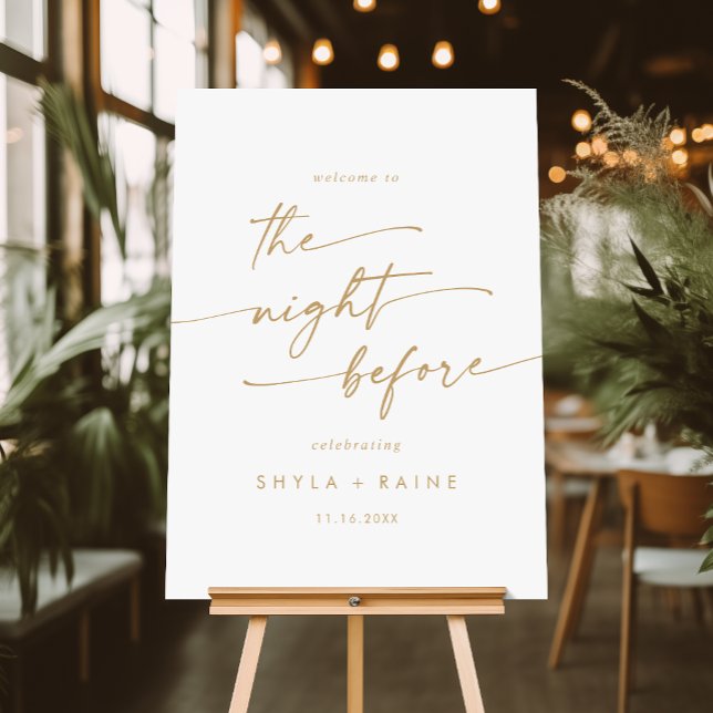 Boho Gold and White Welcome The Night Before Sign (Creator Uploaded)