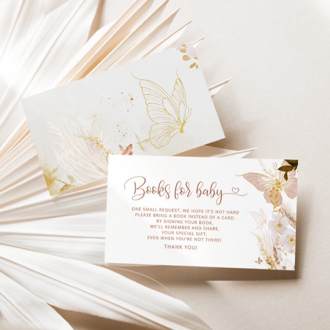 Boho gold butterfly books for baby ticket enclosure card (Creator Uploaded)