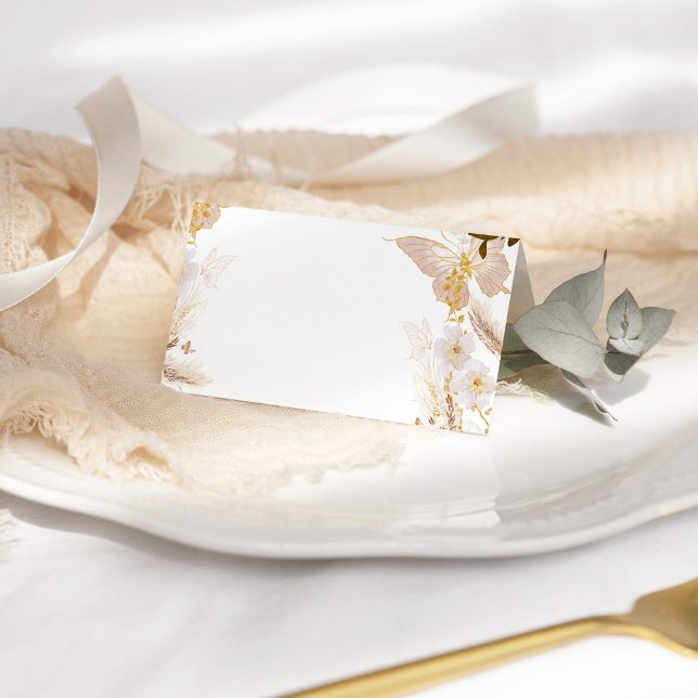 Boho gold floral butterfly place card (Creator Uploaded)