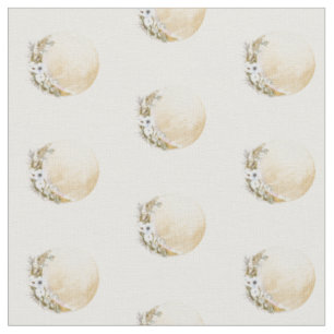 Boho Gold Floral Moon Pattern Fabric