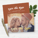 Boho Gold Foil Typography Photo Save the Date Foil Invitation<br><div class="desc">Modern Chic Typography Photo Save the Date Postcards featuring a simple save the date with modern typography in REAL gold foil and your custom photo and text. It is both modern and minimalist, perfect for your luxury aesthetic. Easy to customize fonts, colors, and more! Don't forget the envelopes!** If you...</div>