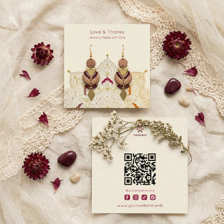 Boho Gold Mandala Floral Jewelry Display MH26 Square Business Card