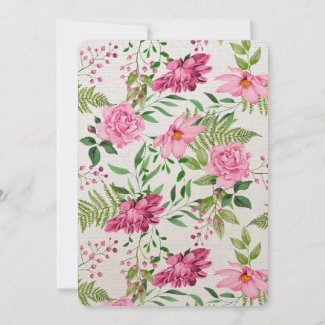 Boho Gold Pink Watercolor Floral Bridal Shower Invitation