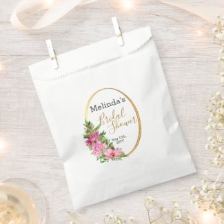 Boho Gold Pink Watercolor Floral Bridal Shower Nap Favor Bag