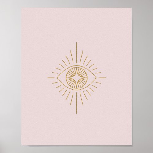 Boho Gold  PinkDiamond Eye Dorm Room Wall Art  