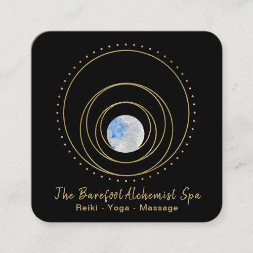   Boho Gold Sacred Geometry Luna Lunar Moon Square Business Card