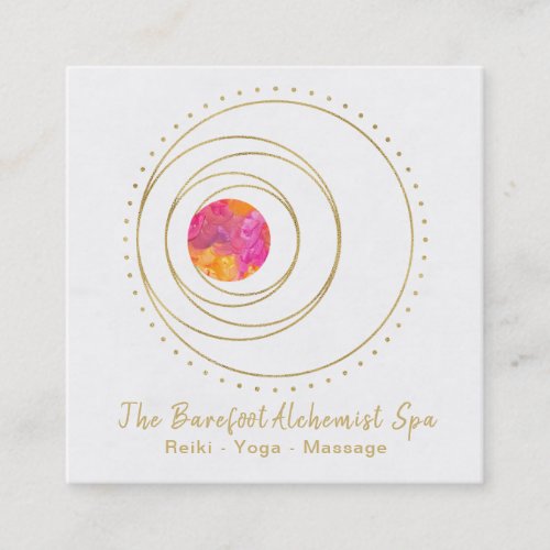   Boho Gold Sacred Geometry Lunar Moon Luna Square Business Card