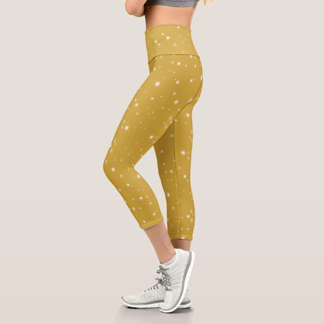 Boho Gold Starlight Capri Leggings (Left)
