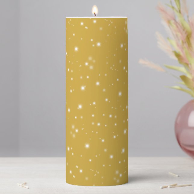 Boho Gold Starlight Pillar Candle (In Situ)