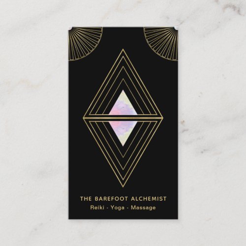   Boho Gold Triangles Alchemy Sacred Geometry Business Card