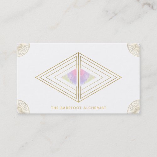   Boho Gold Triangles Sacred Geometry Alchemy Business Card