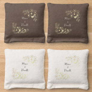 Boho Gold Wedding Cornhole Bags