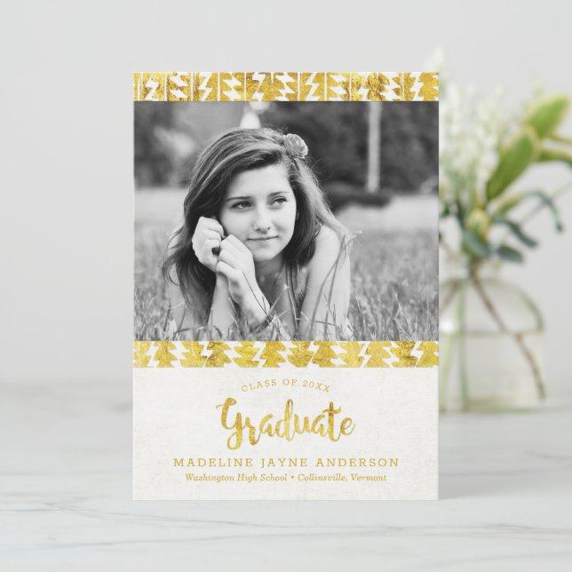Boho Golden Arrows Graduation Announcement (Standing Front)
