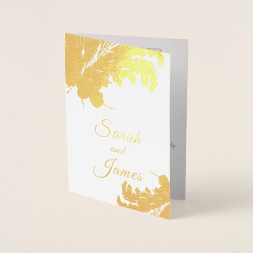 Boho Golden Floral Pampa Grass Wedding  Foil Card