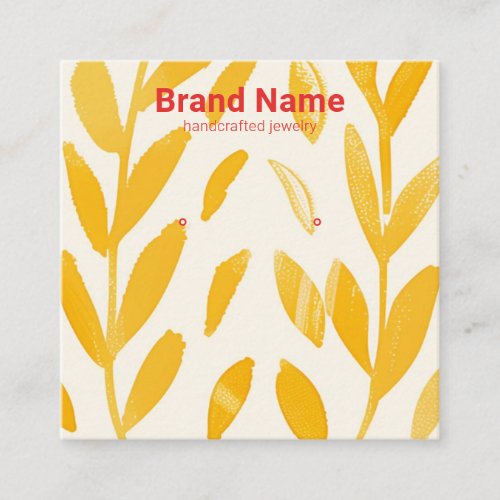 Boho Golden Foliage Earring Display Square Business Card