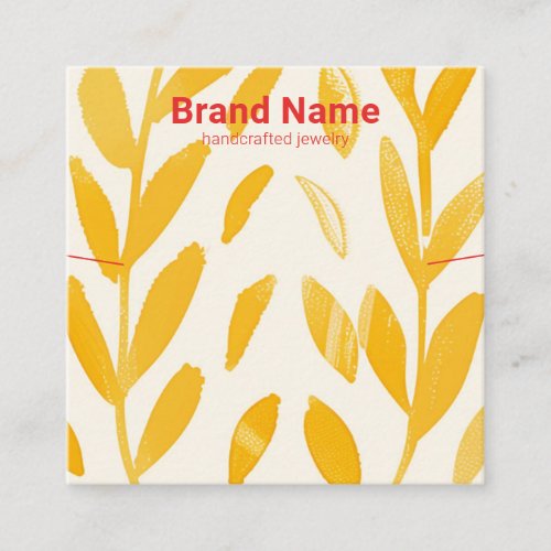 Boho Golden Foliage Necklace Display Square Business Card