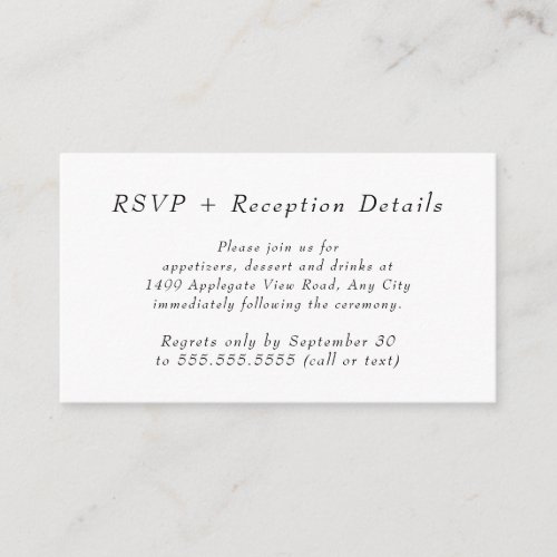 Boho Golden Greenery reception details  rsvp Enclosure Card