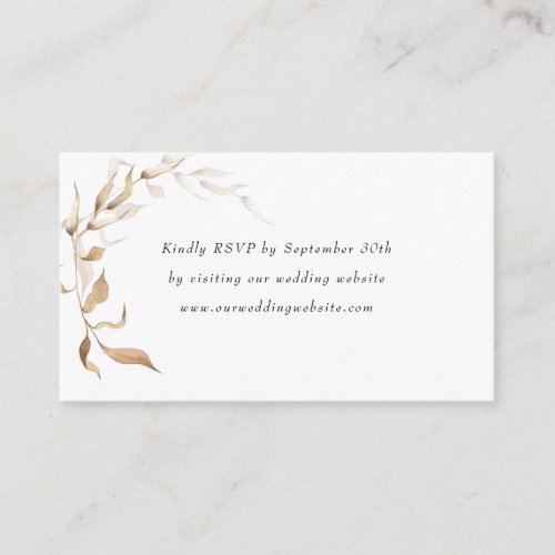 Boho Golden Greenery wedding rsvp online Enclosure Card