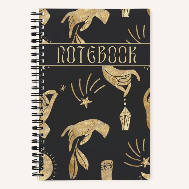 Boho Golden Hands Magical Spiral Notebook (Front)
