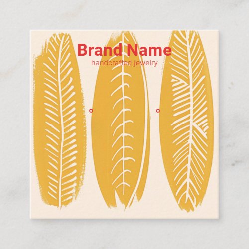 Boho Golden Leaves Earring Display Square Bus Square Business Card