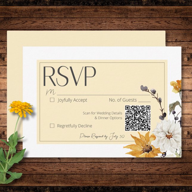 Boho Golden Yellow Meadow Flowers Yellow RSVP Card (Boho Golden Yellow Meadow Flowers Yellow RSVP Card)