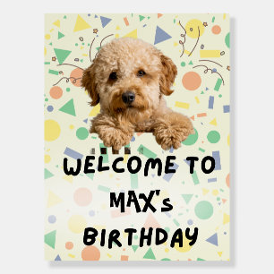 Boho Goldendoodle First Birthday Welcome Sign On