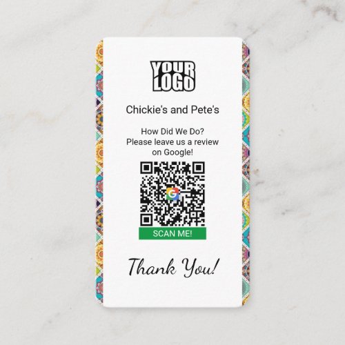 BOHO Google Review Business Card With Google Map