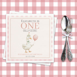 Boho Goose Birthday – Pink Balloon & Tartan Napkins