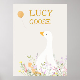 Boho Goose Duck Floral Baby Shower Artwork Poster