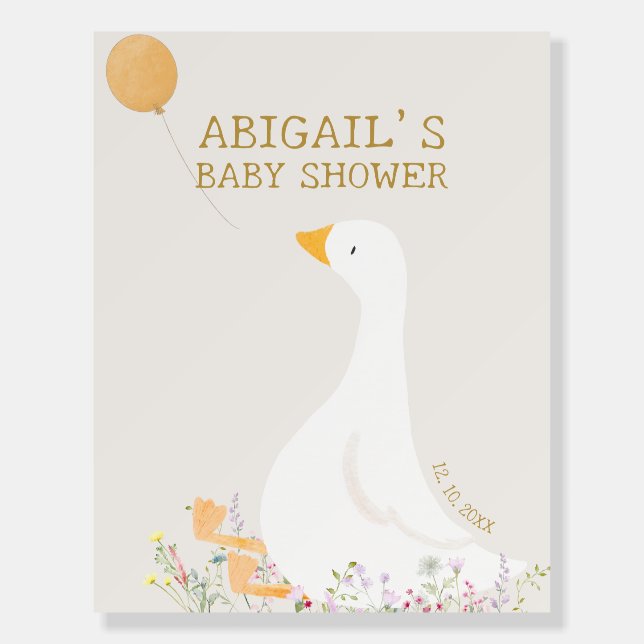 Boho Goose Duck Floral Baby Shower Welcome Sign (Front)