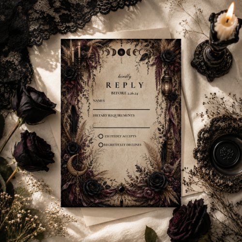 Boho Goth Wedding RSVP Card